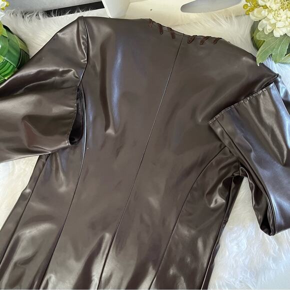 NEW To The Max Whipstitch 90s Faux Leather Longline Hourglass Boho Jacket S NWOT - Picture 12 of 16